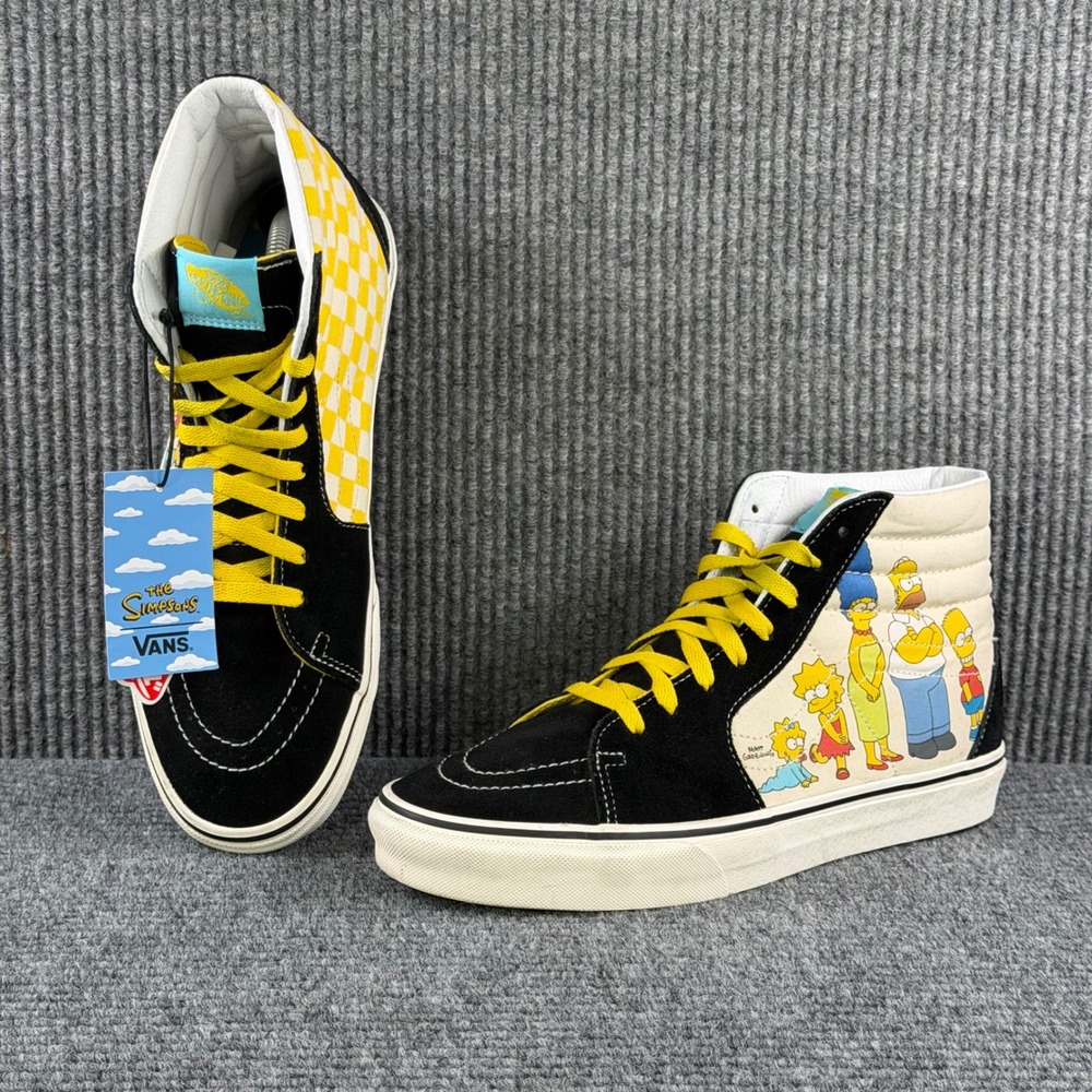 NEW Vans The Simpsons Sk8-Hi Family Sneakers Black Yellow Men 10 Women 11.5